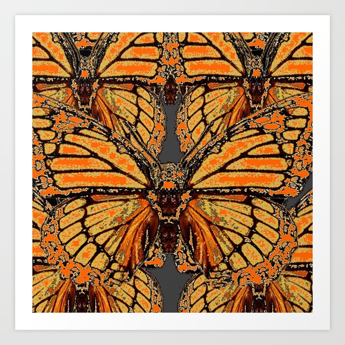 Rusty Orange Creamy Monarch Butterflies Abstract Art Print By Sharlesart Society6