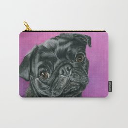 Pretty Pug Carry-All Pouch | Pug, Pastel, Drawing, Dog, Canine, Blackpug, Sittingpug 