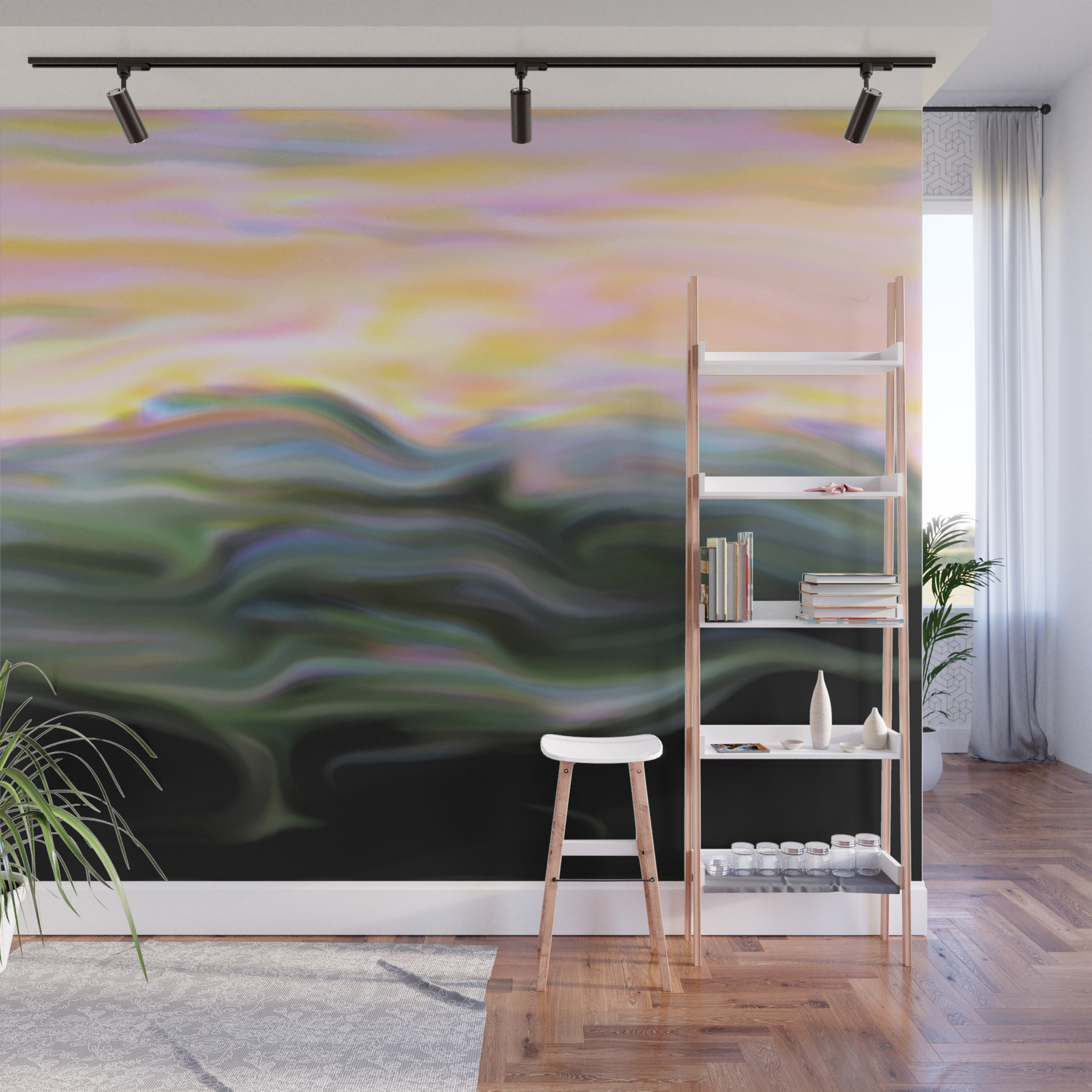 Sunrise Mountain Abstract Digital Wall Mural By Vickybragomitchell