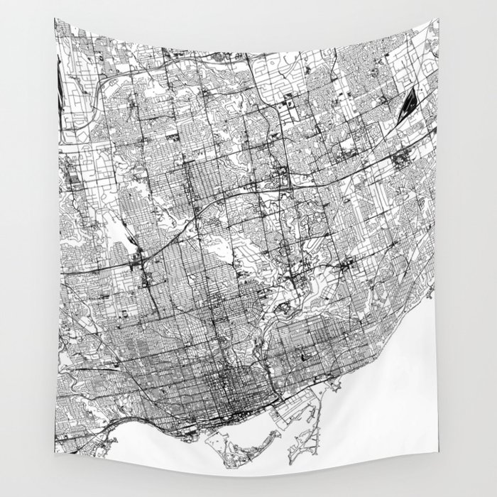 Toronto White Map Wall Tapestry by multipliCITY  Society6