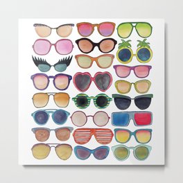 Sunglasses by Veronique de Jong Metal Print | Fashion, Ink, Sunglasses, Illustration, Sun, Holiday, Summer, Veroniquedejong, Spring, Watercolor 