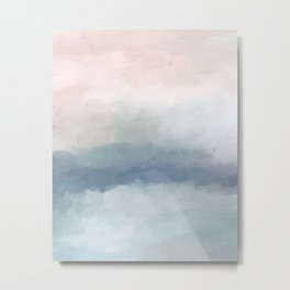 Atlantic Ocean Sunrise III - Blush Pink Mint Sky Baby Blue Abstract Sky Art Water Clouds Painting Metal Print | Oil, Femininegirly, Watercolor, Curated, Acrylic, Nurseryart, Abstract, Beachdecor, Digital, Bedroomwallart 