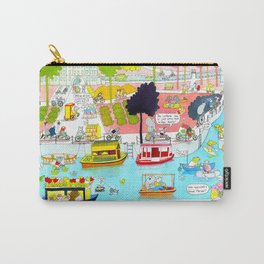 CYCLE CITY canal scene Carry-All Pouch | Tandem, Kidlitart, Water, Watercolor, Children, Illustration, Canal, Curated, Bakfiets, Pedicab 