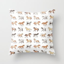 Horses - different colours and markings illustration Throw Pillow