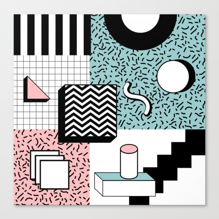 Abstract Pastel 80s Pop Art Retro Pattern Canvas Print By
