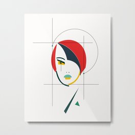 femme geometrical Metal Print | Curated, Lines, Feminine, Woman, Geometric, Midcentury, Geometry, Vintage, Feminism, Science 
