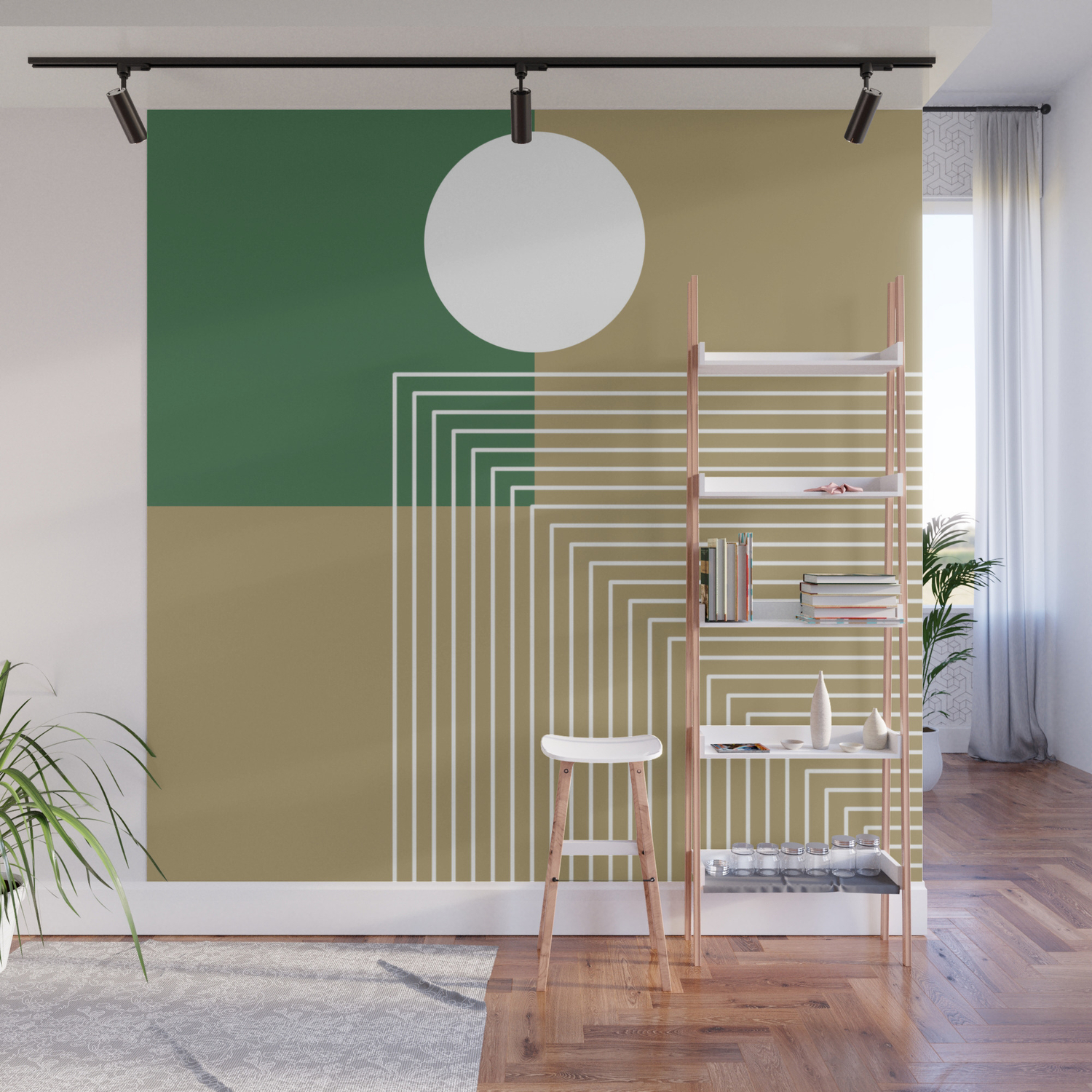 Sun Geometric Abstract Minimalist Graphic Wall Mural By Anutu