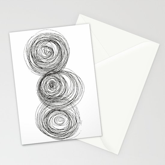 Modern Abstract Art Black And White Drawing Stationery Cards By