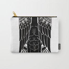 Man and Black wing Carry-All Pouch | Patt, Dot, Ink Pen, Blackandwhite, Drawing, Black, Podo, Thailand, Man, Wing 