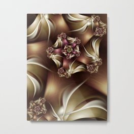 Abiding Fractal Spiral in Brown, White and Pink Metal Print