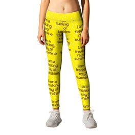 i am a freaking ray of sunshine (Sparkle Pattern) Leggings | Positivity, Glittery, Quote, Freakin, Sun, Shine, Goodvibes, Typography, Bright, Sparkles 