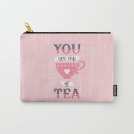 MY CUP OF TEA Carry-All Pouch | Daisybeatrice, Retro, Drawing, Typography, Cute, Mycupoftea, Pink, Valentines, Cup, Valentine 