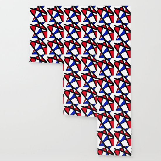 Geometric Red White And Blue Stars Abstract Wallpaper By