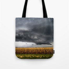 Corn Field - Storm Over Withered Crop in Southern Kansas Tote Bag