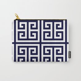 Greek Key Patten White And Navy Blue Carry-All Pouch | Navy, Greekkey, Trendy, Pattern, Square, Graphicdesign, Geometric, Greek, Blue, White 