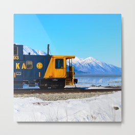 Caboose - Alaska Train Metal Print | Cook Inlet, Alaskarailroad, Alaska, Turnagainarm, Caboose, Caboose1093, Photo, Birdalaska, Snow, Train 