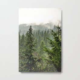 Wanderlust Forest - Mountain Adventure in Foggy Woods Metal Print | Landscape, Painting, Pnw, Graphic Design, Photo, Illustration, Adventure, Nature, Foggy, Dorm 