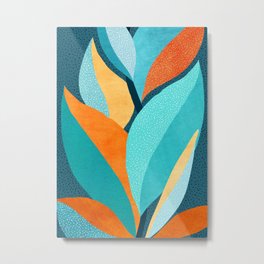 Abstract Tropical Foliage Metal Print | Tropical, Nature, Aqua, Design, Orange, Foliage, Teal, Plant, Botanical, Maximal 