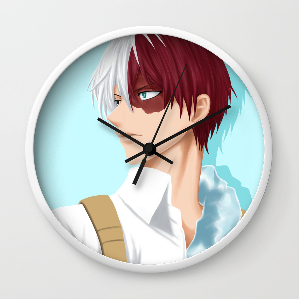 Boku No Hero Academia Anime Fanart Todoroki Shoto Wall Clock By
