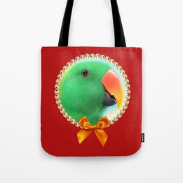 Green male eclectus parrot realistic painting Tote Bag