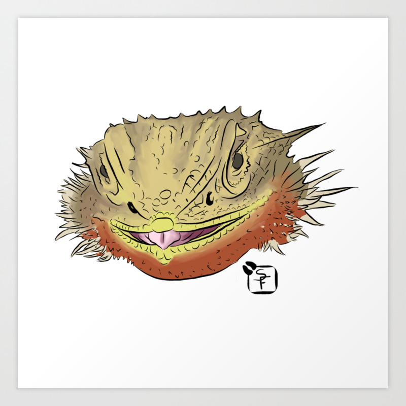 Bearded Dragon Face Art Print By Sonnefaunart Society6