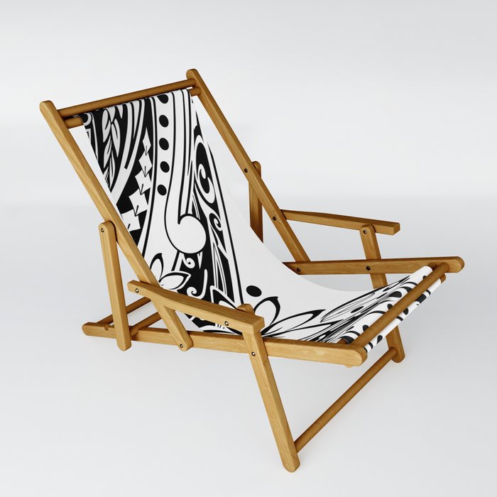 Hawaiian Samoan Polynesian Black Tribal Sling Chair by Sun n