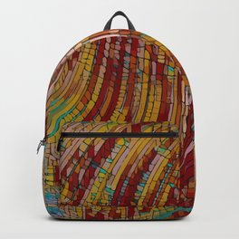 Too Wavy V04 - Rust Backpack | Digital, Neural, Waves, Oil, Graphicdesign, Ink, Abstract, Artificial, Lines, Red 