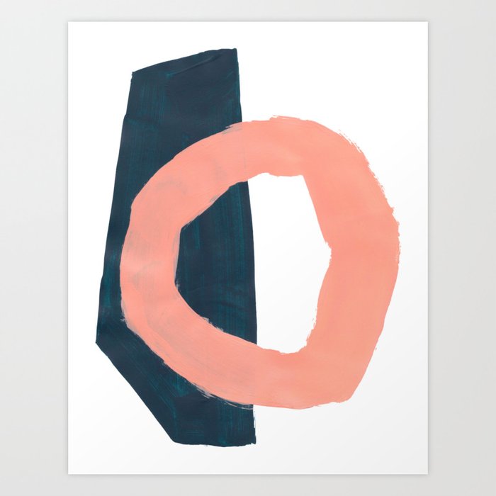 Minimalist Abstract Colorful Mid Century Modern Art Painting Pink