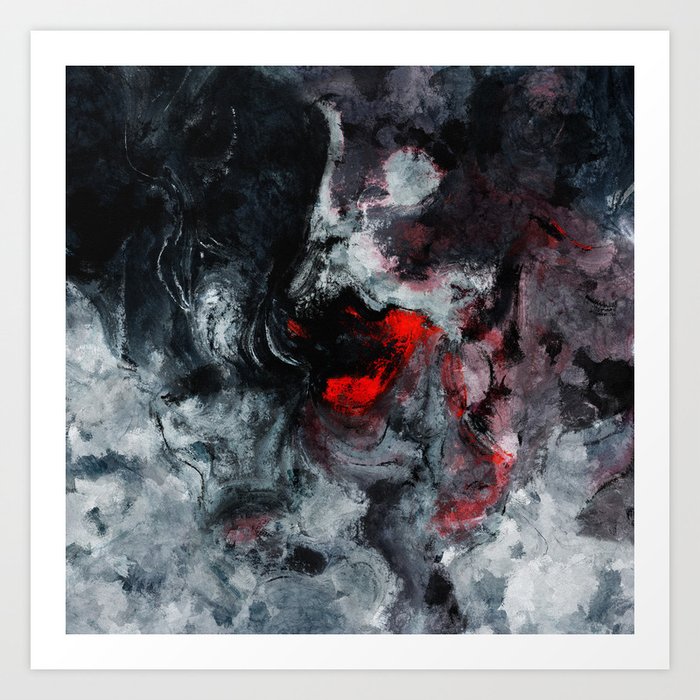 Red And Black Minimalist Abstract Painting Art Print By Aysetoyran