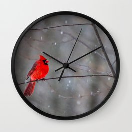 Cardinal In the Snow Wall Clock