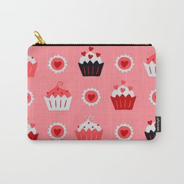 Valentine's Day Cupcake Treats & Hearts Pink Pattern Carry-All Pouch | Valentinecupcakes, Valentinepattern, Valentineprint, Dec02, Artsyvalentineart, Happyvalentines, Valentinetreats, Cupcakepatternart, Cutevalentineart, Graphicdesign 