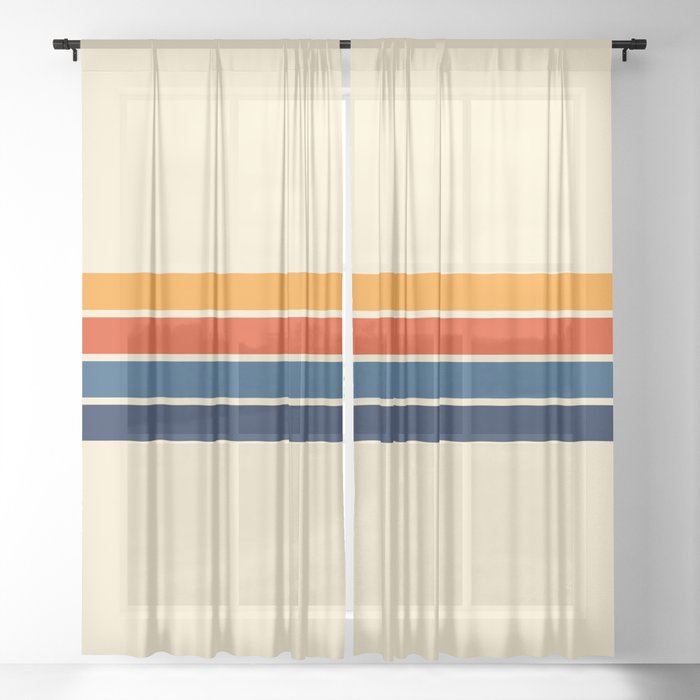 Classic Retro Stripes Sheer Curtain | Graphic-design, Retro, Vintage, 60s, 70s, Classic, Minimal, Geometric, Pattern, Digital