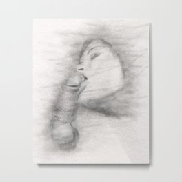 happiness Metal Print | Dick, Erotic, Blowjob, Adultart, Cocksucker, Cuminmouth, Colored Pencil, Nudeart, Sucked, Sexart 