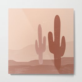 Terracotta Desert Cactus Metal Print | Terra, Pink, Boho, Abstract, Brownred, Graphicdesign, Minimalist, Abstractcactus, Mountains, Terrrcotta 