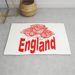 England Text With English Red Rose Emblem Rug