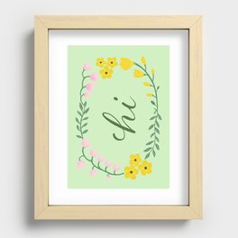 Hi with Yellow Pink Flowers Recessed Framed Print