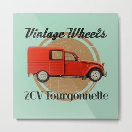 Vintage Wheels: Citroën 2CV Fourgonnette Metal Print | Cars, 2Cv, Car, 60S, Figurative, Digital, Vintagecar, 70S, Graphicdesign, Fourgonnette 