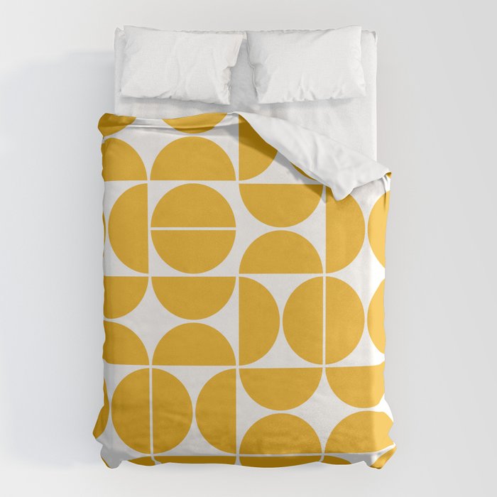 Mid Century Modern Geometric 04 Yellow Bettbezug | Graphic-design, Digital, Muster, Pop-art, Mid-century, Geometrisch, Modern, Shapes, Abstrakt, Illustration