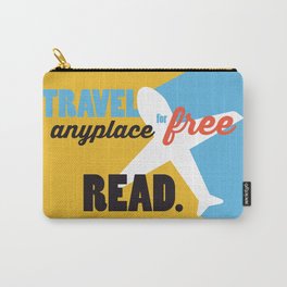 Travel - Just Read Carry-All Pouch | Airplane, Library, Book, Red, Ideas, Typography, Graphicdesign, Pop Art, Imagination, Brightcolors 