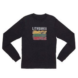 Lithuania Flag Vintage - Lithuanian Flag Long Sleeve T Shirt | National, Present, Politics, Lithuanian, Toddler, Patriotic, Political, Nationality, Boys, Gift 