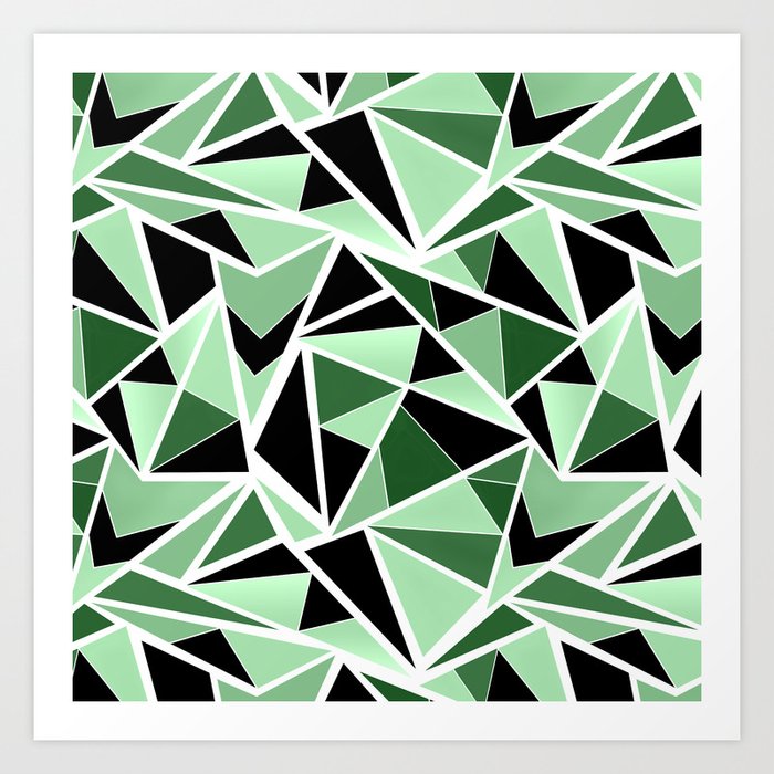 Abstract Geometric Pattern In Black And Green Tones Triangles