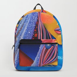 Blue Bride Backpack | Pop Art, Pinkhair, Blueskin, Fashion, Orange, Pink, Painting, Veil, Flowers, Yellow 