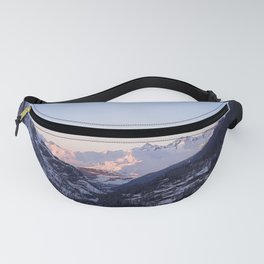 Up there is silence, mountain, winter, glacier Fanny Pack