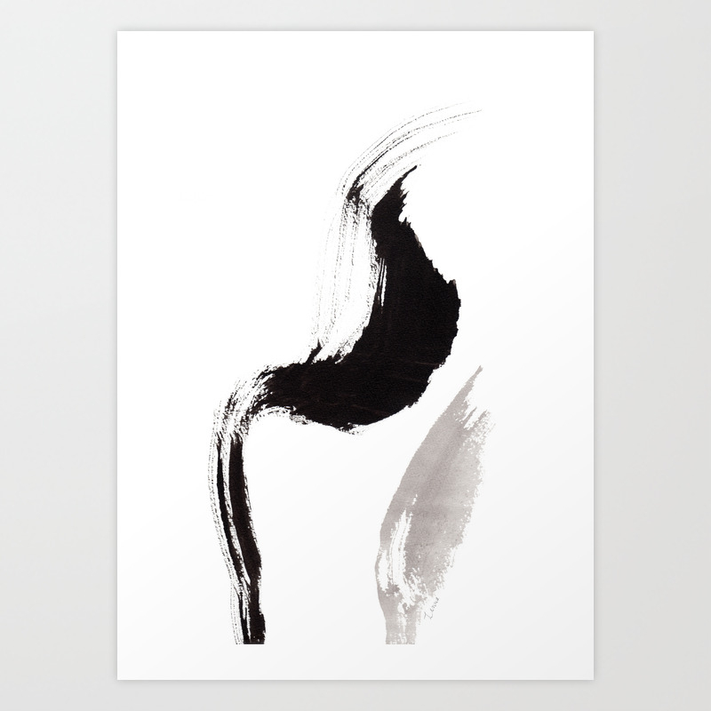 Live Your Color No 92 Black White Modern Minimal Black And White Abstract Painting Grey Ink Art Print By Lennaarty Society6