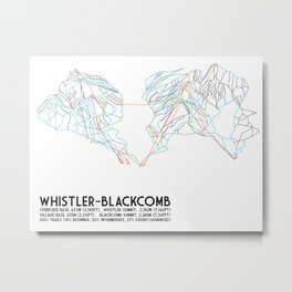 Whistler Blackcomb, BC, Canada - Minimalist Trail Map Metal Print | Ski, Vector, Abstract, Whistlerblackcomb, Pop Art, Resort, Digital, Graphicdesign, Mountain, Illustration 