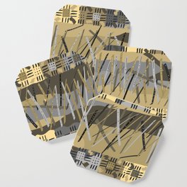 Abstract stripe active wear pattern yellow background Coaster