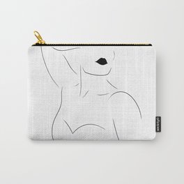 Feminine Female Figure Line Drawing (WHITE, 4 of 6) Bold Lips, Toned Upper Body Bone Structure Carry-All Pouch