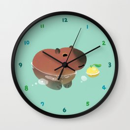 Capybath time Wall Clock | Bath, Painting, Capybara, Pikaole, Jacuzzi, Yuzu, Fruts, Winter, Capybath, Spa 