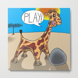 Play Metal Print | Drawing, Africa, Pillow, Playful, Digital, Fun, Cute, Tapestry, Cutegiraffe, Adorable 