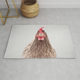 Chicken - Colorful Rug | Chicken, Farmhouse, Portrait, Funny, Farm, Kids, Hen, Nature, Feathers, Modern 